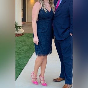 Elegant Navy Lace Dress